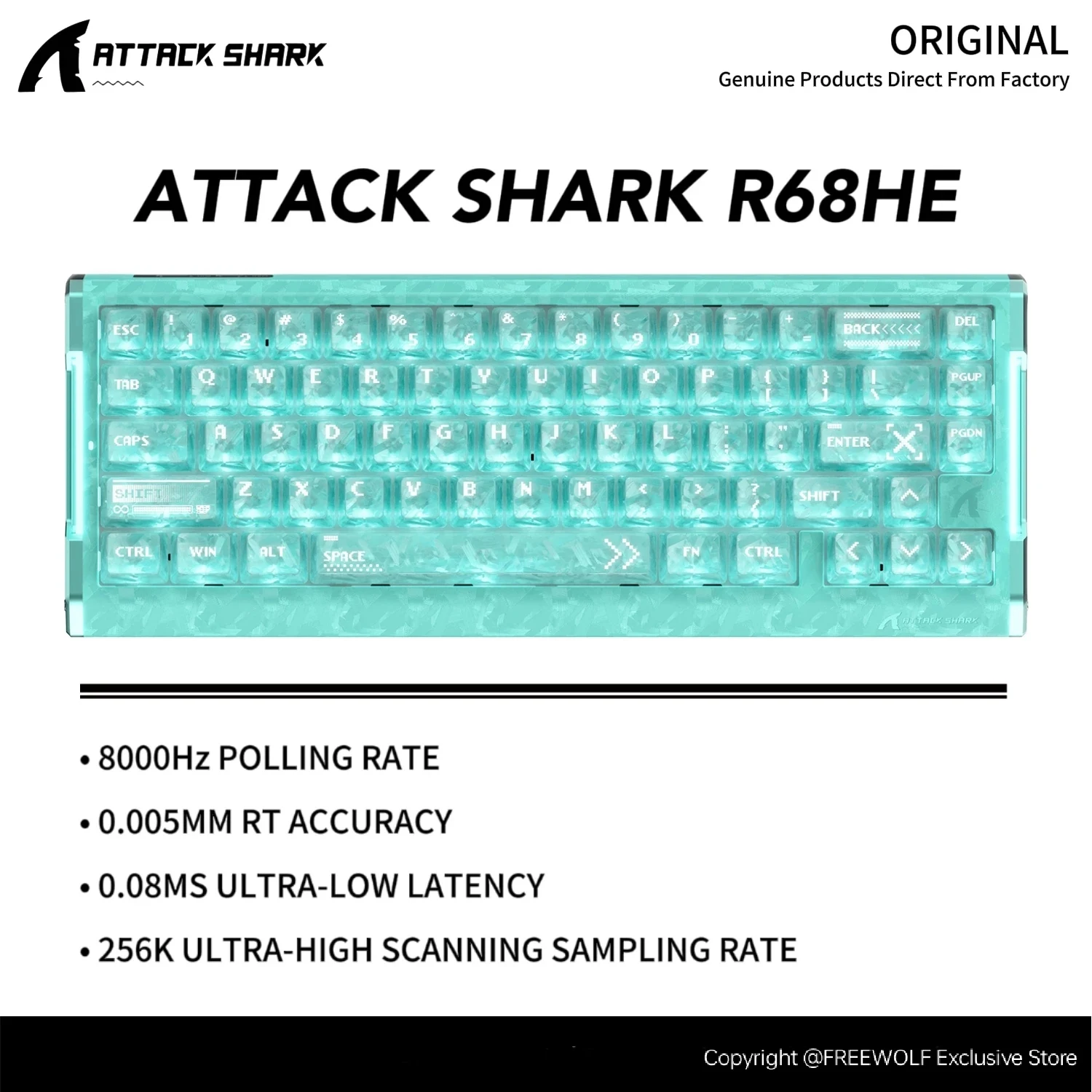 

ATTACK SHARK R68HE Magnetic Keyboard 8K Hz RGB Carbon Fiber,0.005mm RT Full Hot-Swap Mechanical Keyboard