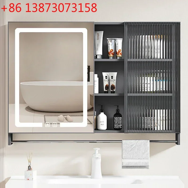 Nordic Aluminum Alloy Bathroom Cabinets Multifunctional Intelligent Bathroom Cabinet Touch Home Furniture Armadi Specchi HBMC