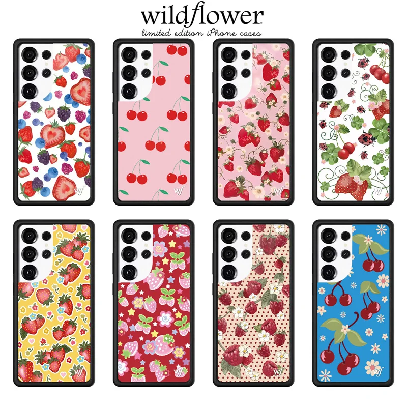 Funda para Teléfono Wildflower Ins Fruit Tart Turri con Diseño de Cerezas para Samsung S23 S24 S25 S26 Ultra WF Bugs Berries Cherry ﻿ ﻿ ﻿ ﻿ ﻿ ﻿ ﻿ ﻿ ﻿ ﻿ ﻿ ﻿ ﻿ ﻿ ﻿ ﻿
