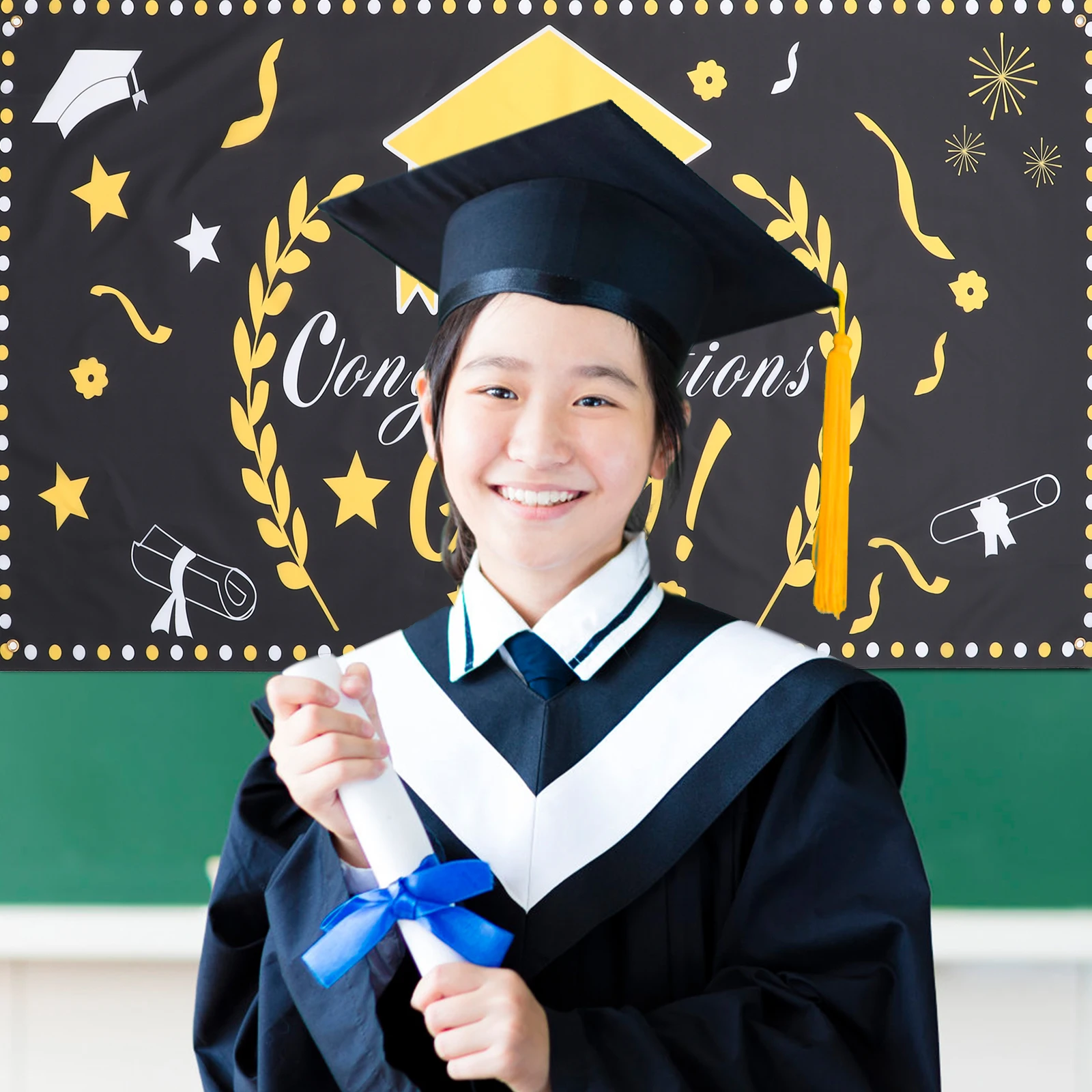 

Graduation Banner Party Backdrop Hanging Flag Background Cloth Indoor Outdoor Decor High School College Nursing Celebration