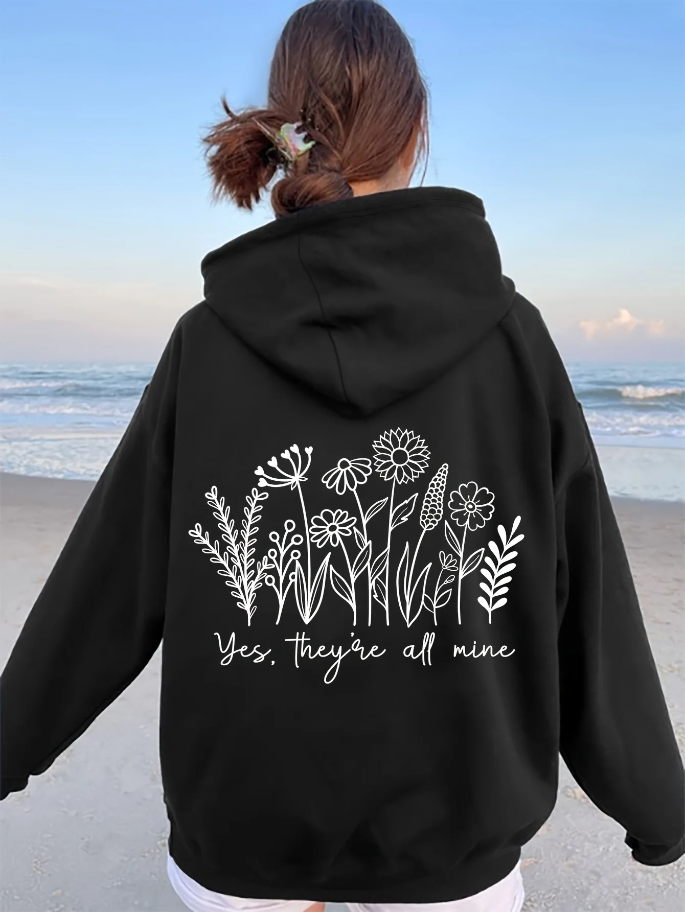 

Flowers and Plants Graphic Printing Autumn and Winter Pure Cotton Men's and Women's Hoodies Casual Outdoor Street Sports Loose