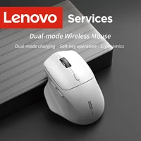 Ratón inalámbrico ergonómico Lenovo, recargable, modo Dual, Bluetooth/2,4G, batería de larga duración, agarre cómodo, para oficina y juegos