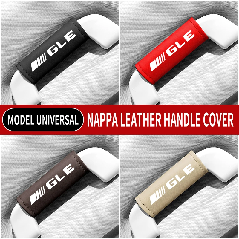 

1PC Leather Car Roof Armrest Pull Gloves Door Handle Protection Cover For Mercedes Benz Gle GLE Auto Interior Decoration