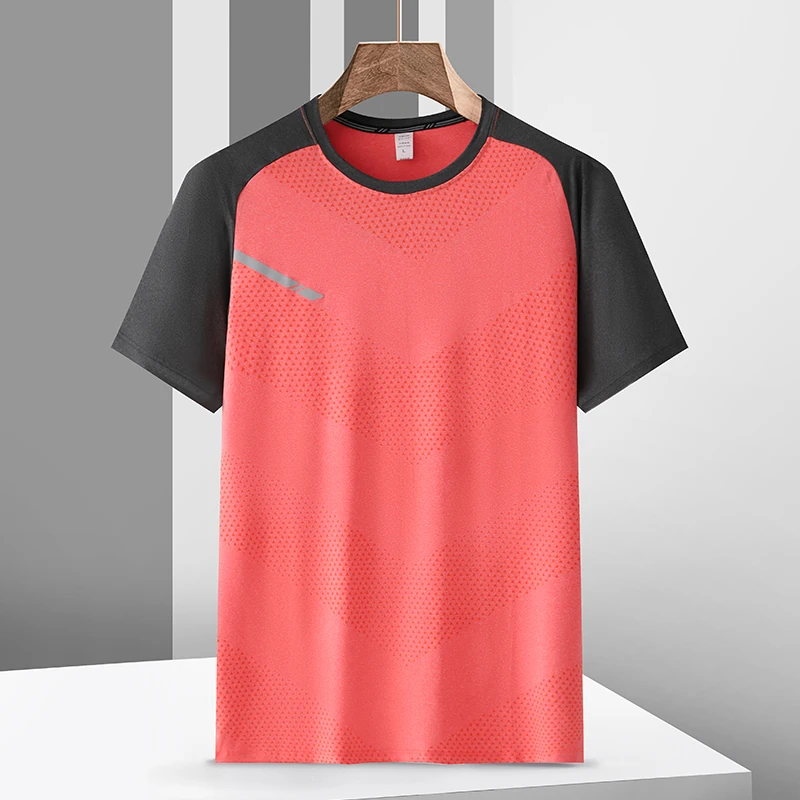 

American Sle ort Sve T-irt Men Women Summer Thin Training Fitn Baskeall Running Qui Dry High Elastic Loose Top