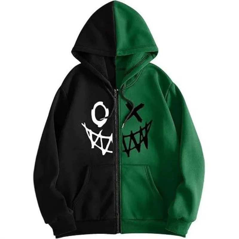 Cardigan à capuche imprimé rétro, nouvelle tendance, personnalisé et exquis, pour couples avec la même fermeture éclair, sweat-shirt simple et polyvalent