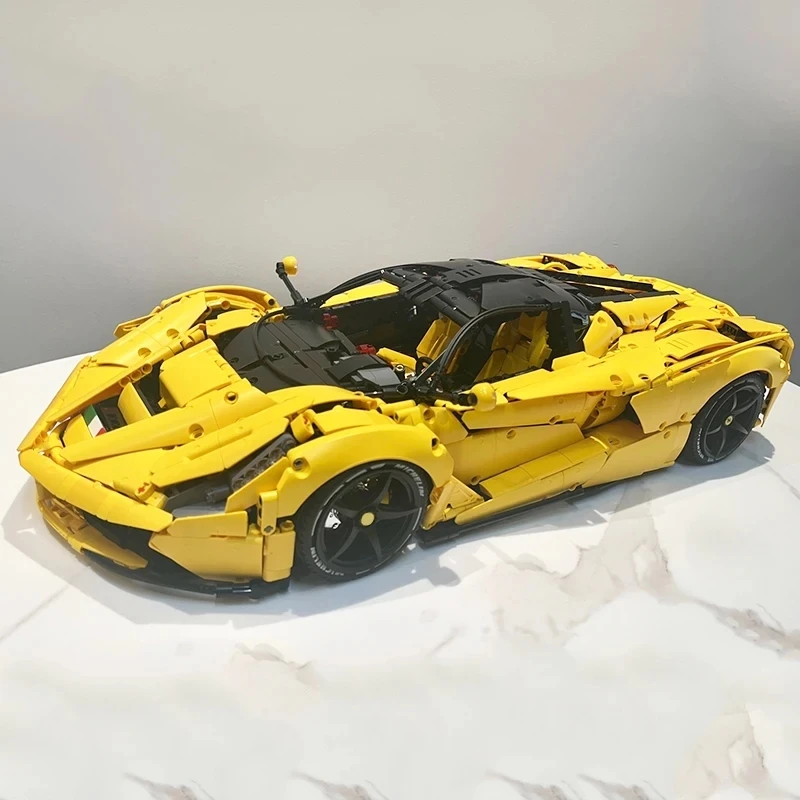 MOC C61505 Technical Yellow Super Sports Car Hypercar Model Building Blocks Educational Puzzle DIY Toys Birthday Gifts For Kids