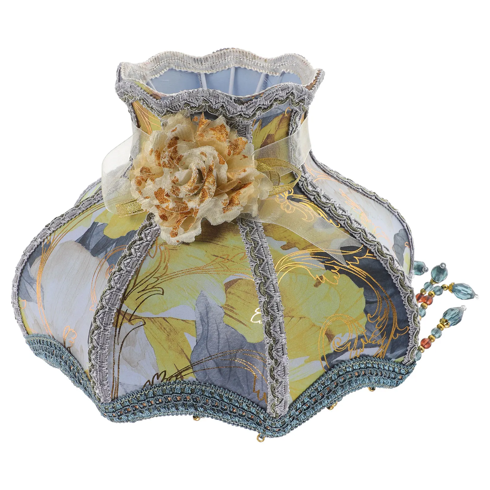 

European Style Bead Lampshade Fringe Shades Retro Cloth Table Lamp Shade Replacement Victorian Lighting Accessories