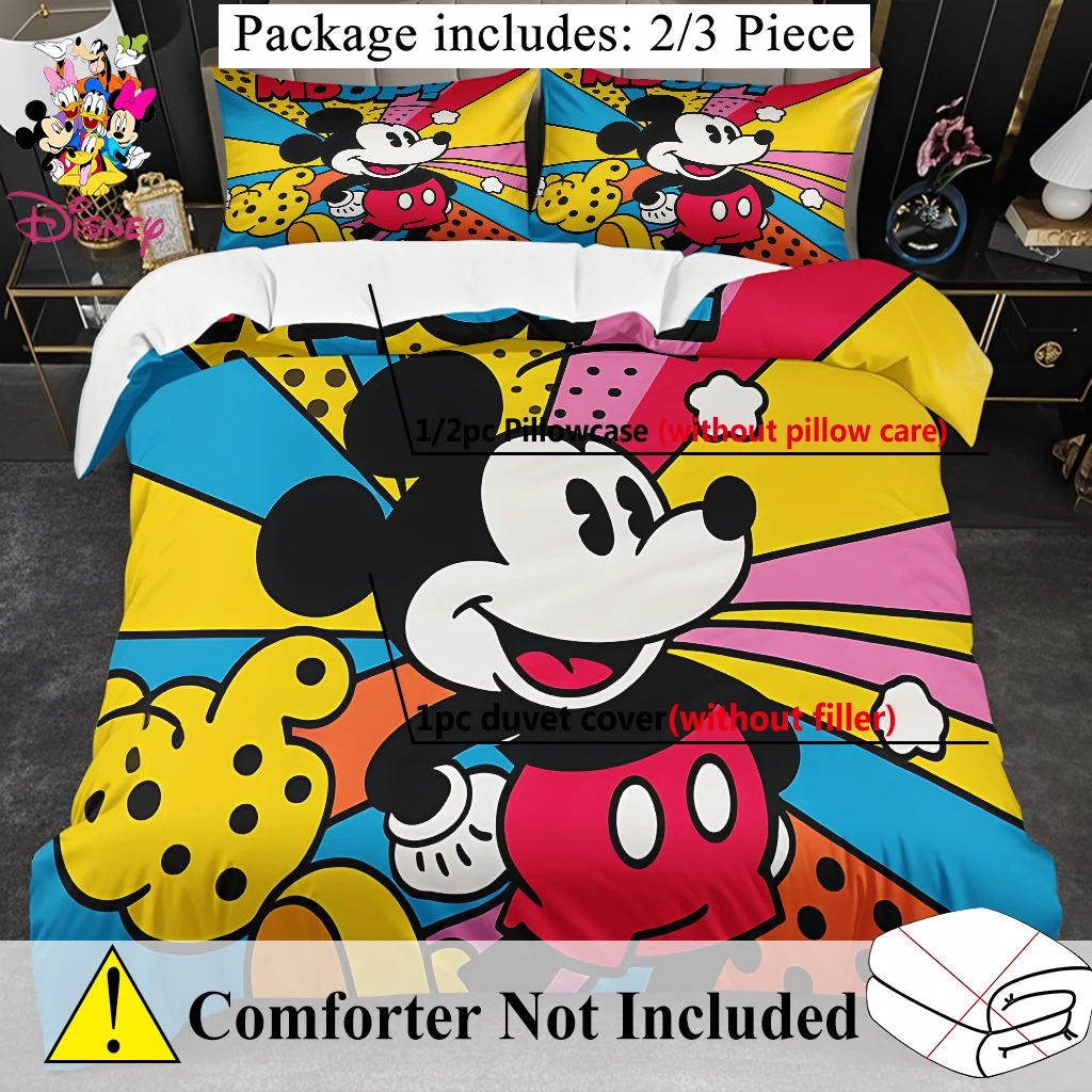 2/3 قطعة ديزني ميكي وستيتش طقم غطاء لحاف بدون حشو غطاء سرير ناعم ، صديقة للبشرة وتنفس طقم سرير هدية عيد