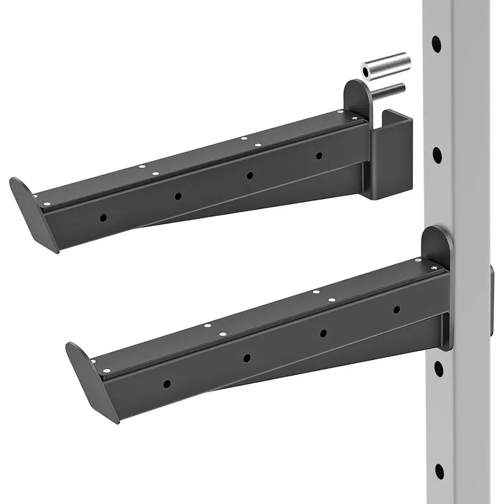

Heavy-Duty Adjustable Safety Spotter Arms for 2x2 Power Racks with 5/8 or 1 Holes, Rubber-Padded Catches, Set of 2