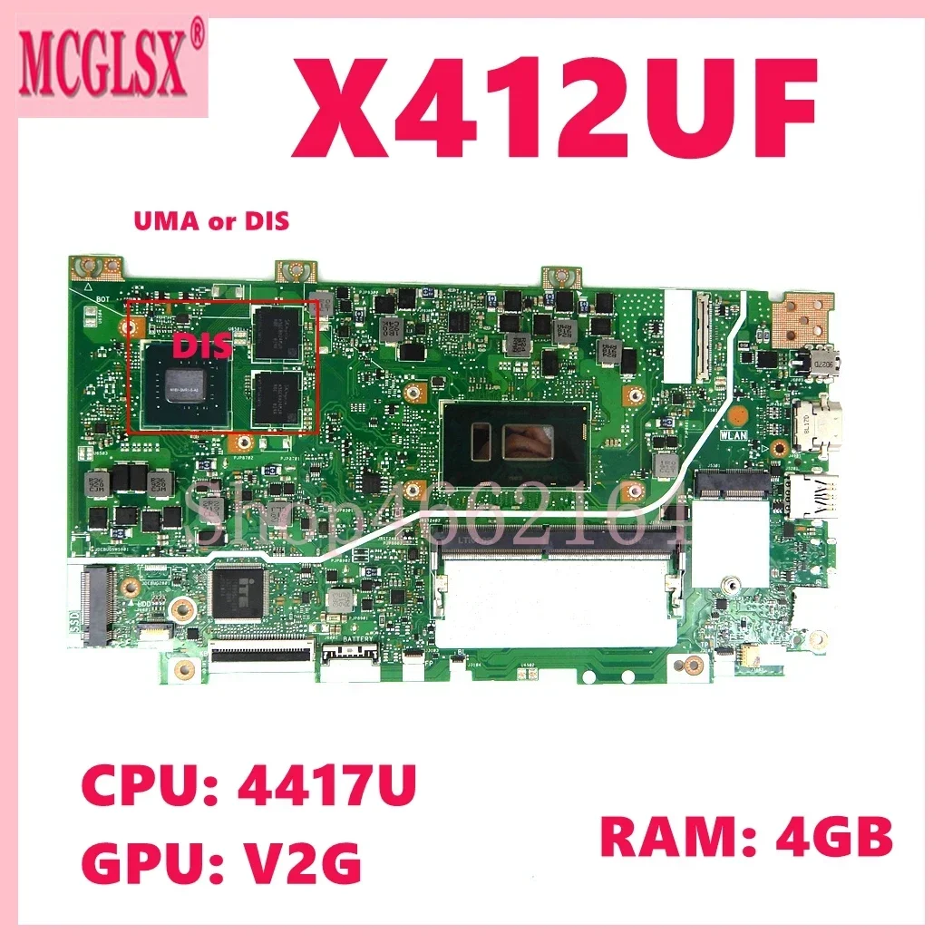 

X412UF with 4417U i3-7020U CPU 4GB-RAM Mainboard For Asus Vivobook 14 X412UF X412UB X412UA F412U A412U Laptop Motherboard