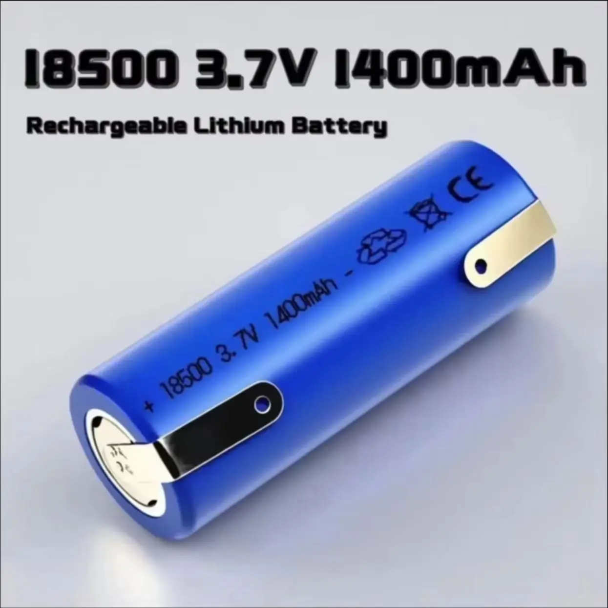 18500 3.7V 1400mAh Rechargeable Lithium Battery with Solder Tabs for Table Lamp Flashlight Electric Mosquito Swatter Loudspeaker