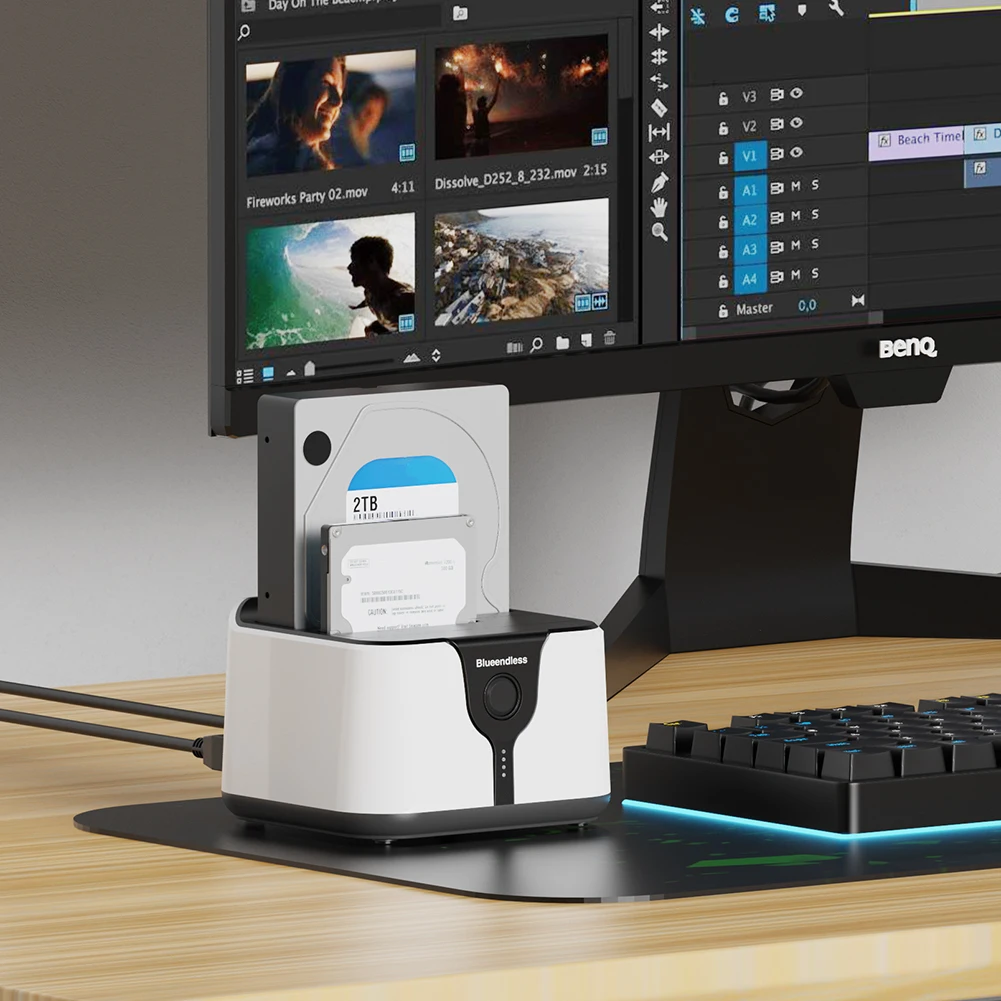 

Док-станция USB 3.0 к SATA с двумя отсеками для жесткого диска Поддержка автономной клонной док-станции для жесткого диска SATA 2,5 и 3,5 дюйма Док-станция для жесткого диска