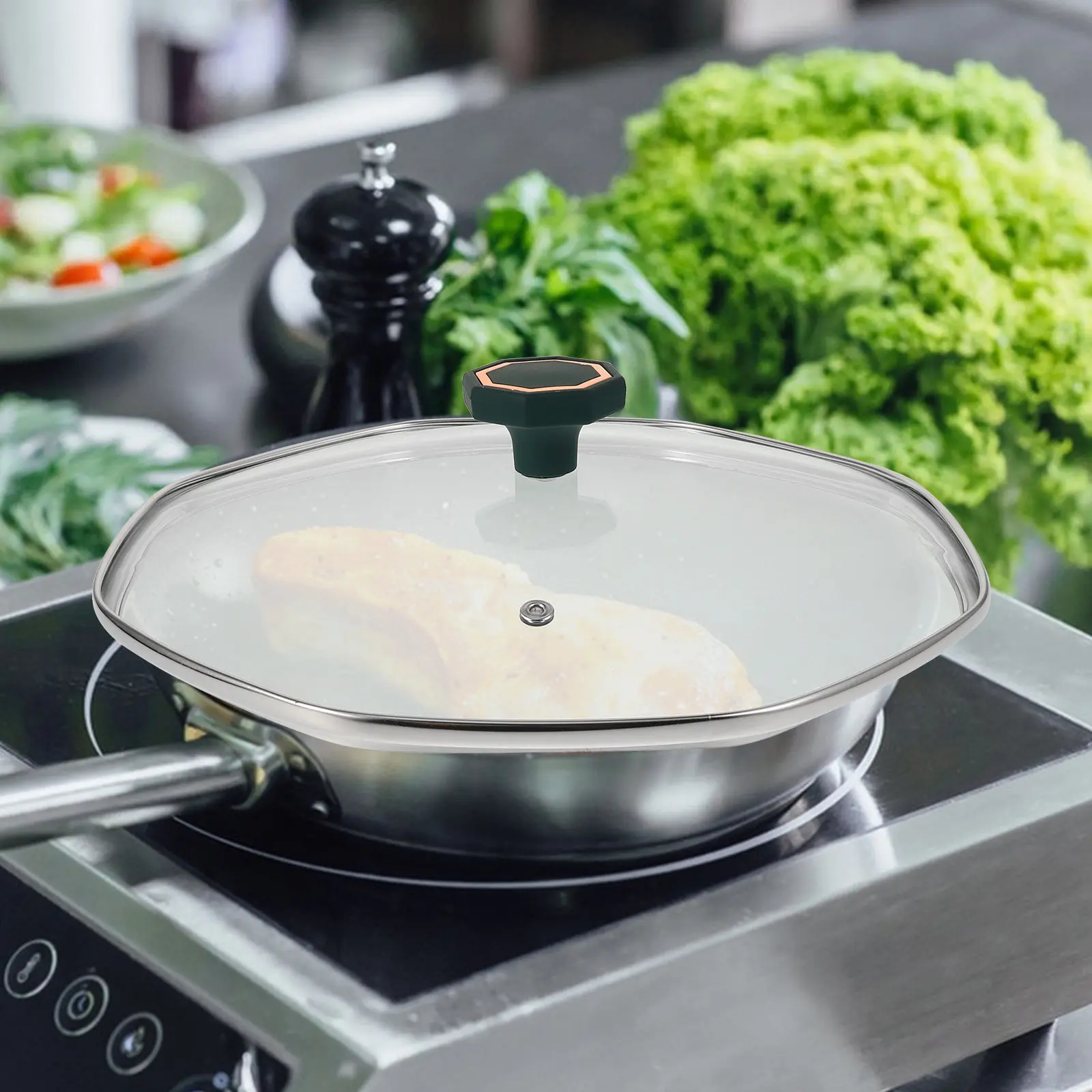 Universal 30Cm Tempered Glass Lid for Wok Skillet Frying Pan Stir Fry Pot Cookware Heat Resistant Tight Seal Portable Dishwasher