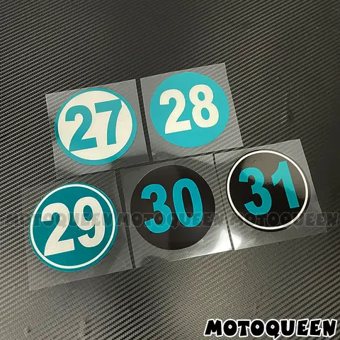 Racing Number 27 28 29 30 31Motorcycle Helmet Fairing Decal Fuel Tank Side Cover Circle Green Stickers For Kawasaki Harley Vespa