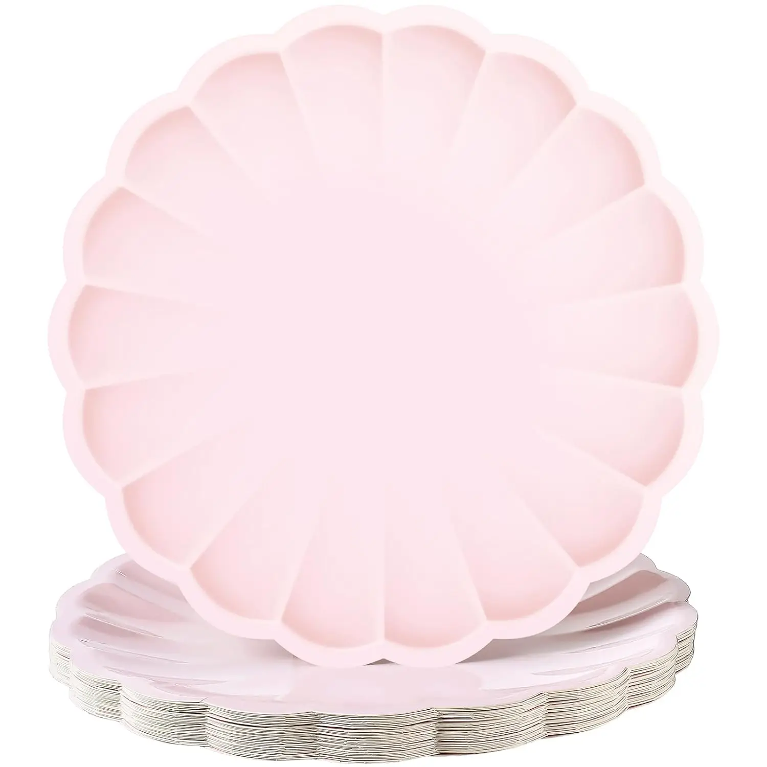 30 Pcs Large Scalloped Paper Plates 9.5 Inch Shell Edge Disposable Dinner Plates for Birthday Wedding Baby Shower Party Decorati