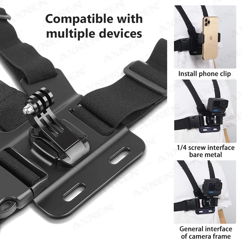 Chest Strap Mount for Gopro Hero Action Camera Cellphone Holder Chest Belt for Smartphone iPhone Xiaomi Insta360 Go pro 11 10 9