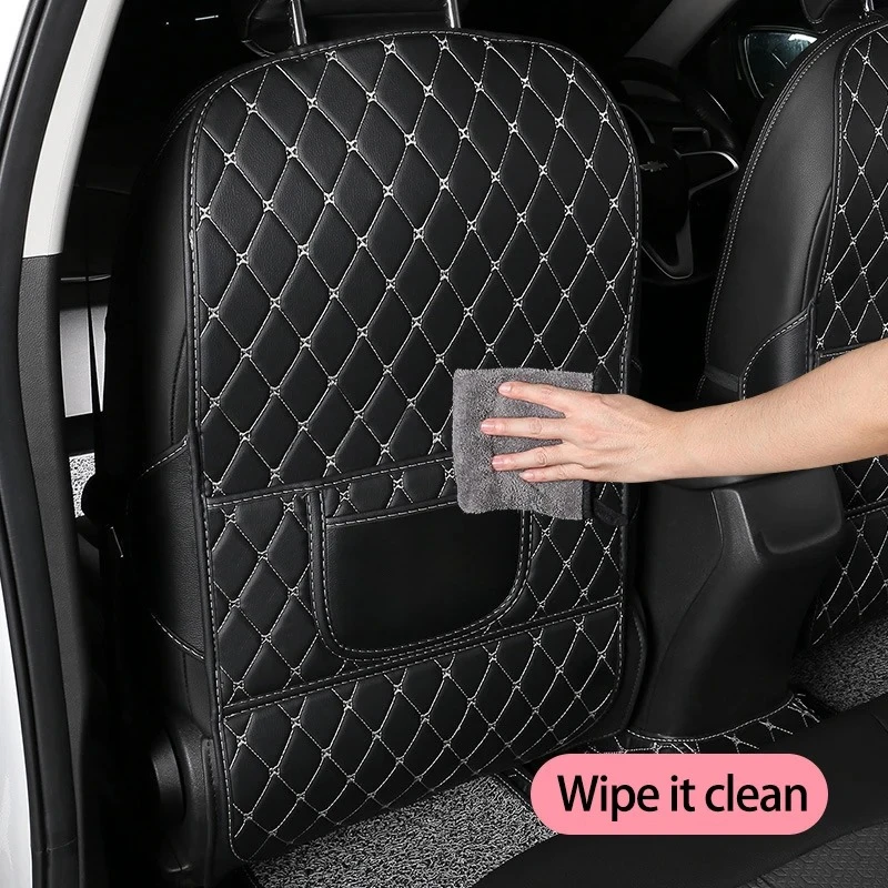 New PU Leather Car Anti-Kick Mats Auto Seat Back Protector Cover For Children Car Back Seat Anti-Dirty Pad Car  Accessories image 4