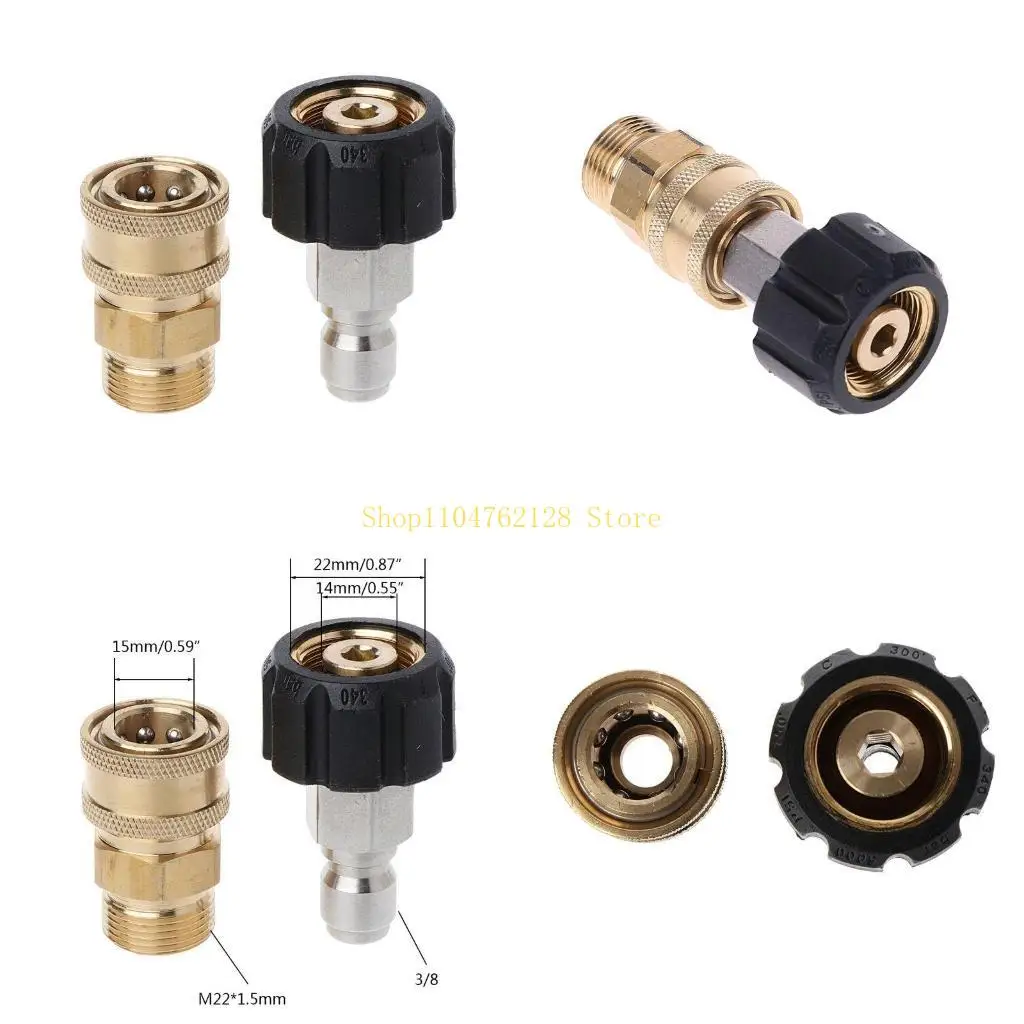 5000PSI Pressure Washer Adapter Set Quick Couplers M22 14 best sale