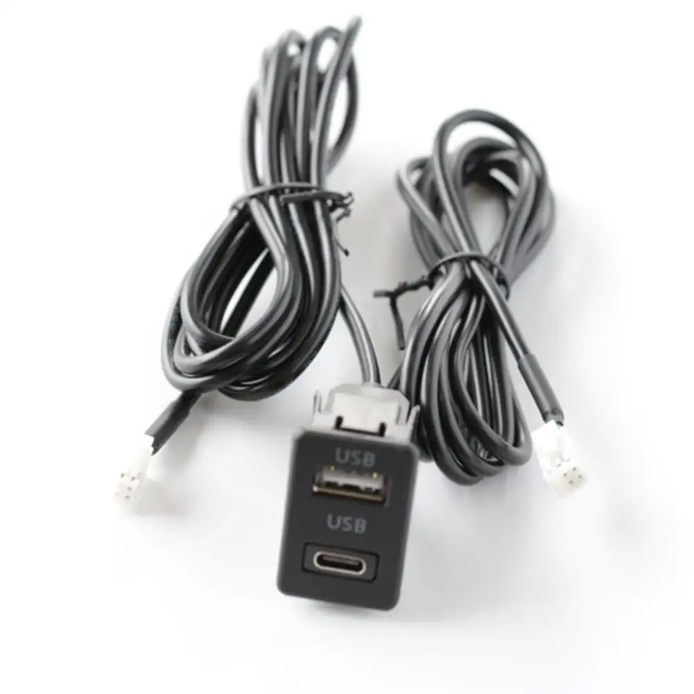 Car Dash Mount USB+TYPE-C Port Panel Interface Extension 145cm Cable Adapter Automotive Accessories