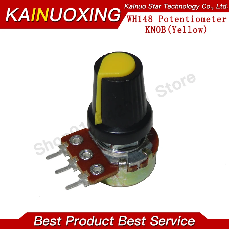 5 set WH148 1K 5K 10K 15mm 3 pin resistore potenziometro rotativo conico lineare per Arduino con cappuccio AG2 giallo arancione blu rosso bianco