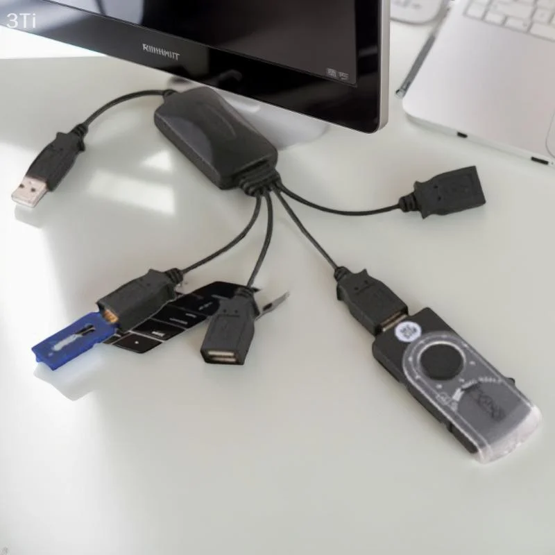 أربعة منافذ USB 2.0 HUB Splitter بواسطة كابل بيانات تمديد 1 ذكر إلى 4 أنثى - يتضمن مقبس محول الطاقة