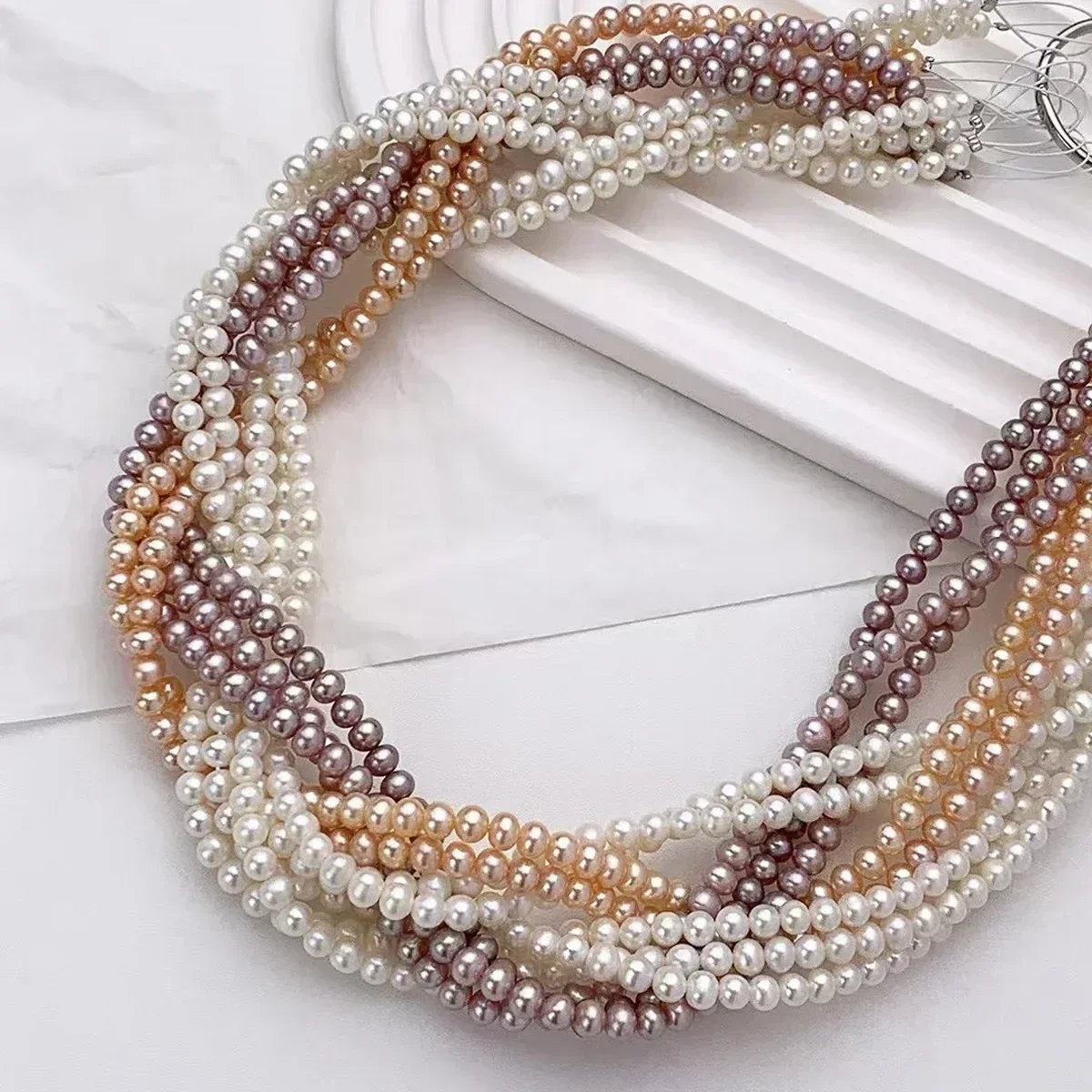 5-6mm 5A Unique Form  Natural Freshwater Purple Pearl Near Round Flat Bead Women Jewelry Make DIY Necklace Bracelet Accessories