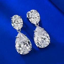 Pear Cut 8ct Moissanite Diamond Dangle Earring 100% Real 925 sterling silver Jewelry Engagement Wedding Drop Earrings for Women