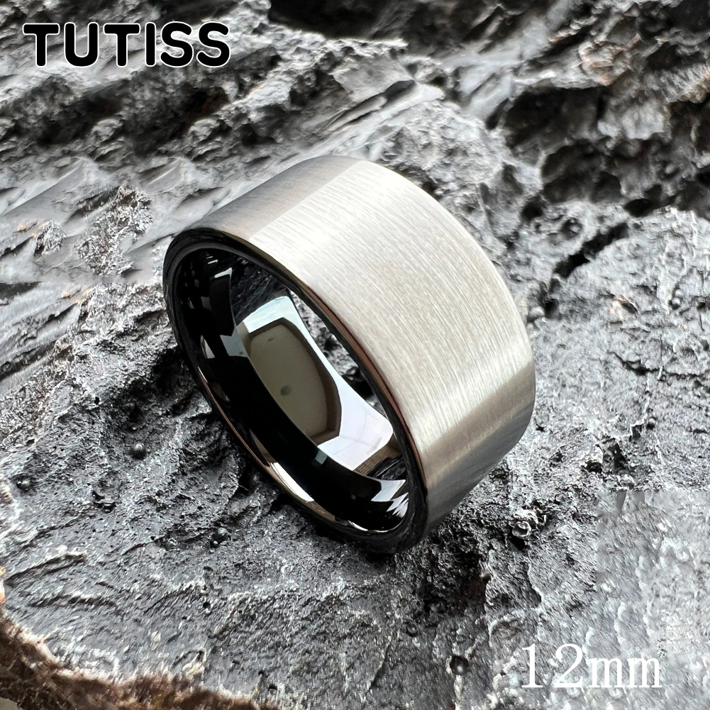 TUTISS Classics 10MM 12MM Men Women Flat Wedding Band Tungsten Carbide Ring Brushed Finish Comfort Fit Cize 7-15