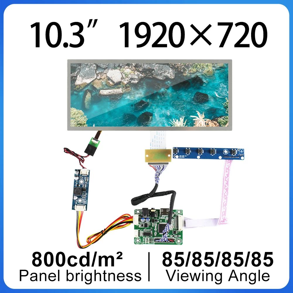 

10.3 Inch DJ103IA-03B Resolution 1920x720 50 pins LVDS LCD Module Strip Screen Brightness 800 For Car PC Sub Display Full New