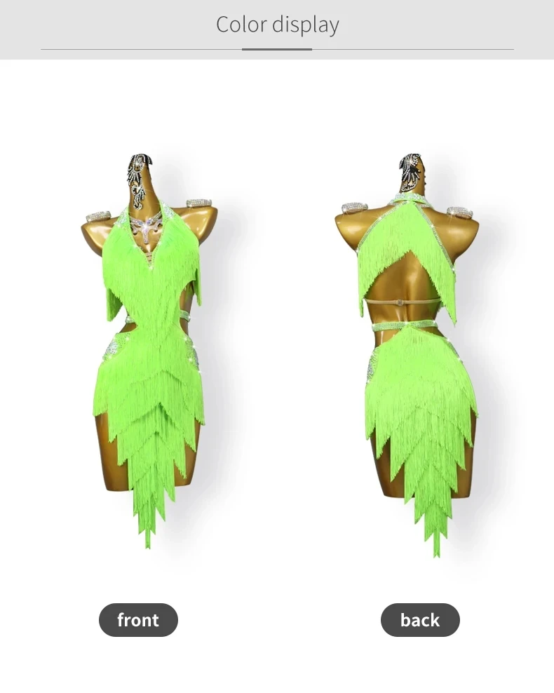 Lateinamerikanisches Tanzkleid für Mädchen, sexy Outfits, Damenbekleidung, Sportkostüm, Ballkleid, Rock, Samba-Anzug, elegante Party- und Bühnen-Tanzkleidung. – Detail 6