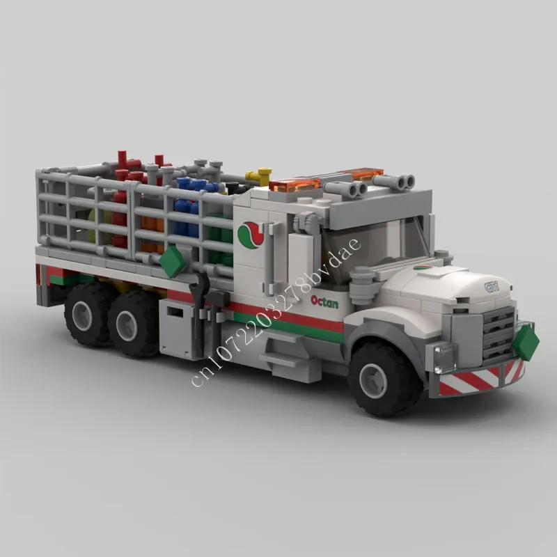 304PCS Octan Gas Cylinder Delivery Truck MOC Creative street view Model Building Blocks Architecture DIY Assembly Model Toy Gift