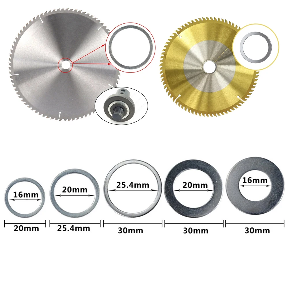 5pcs Circular Saw Blade Adapter Rings Metal Reduction Conversion Bushing Kit For Grinder And Saw 16mm To 30mm