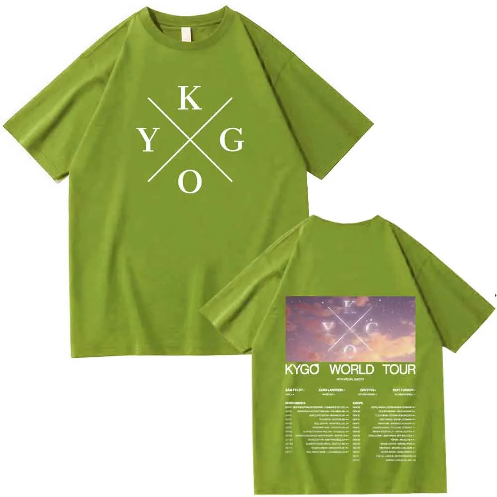 Kygo-Camiseta de la gira mundial para hombre y mujer, camisa informal de gran tamaño con cuello redondo y estampado Regular, 2024