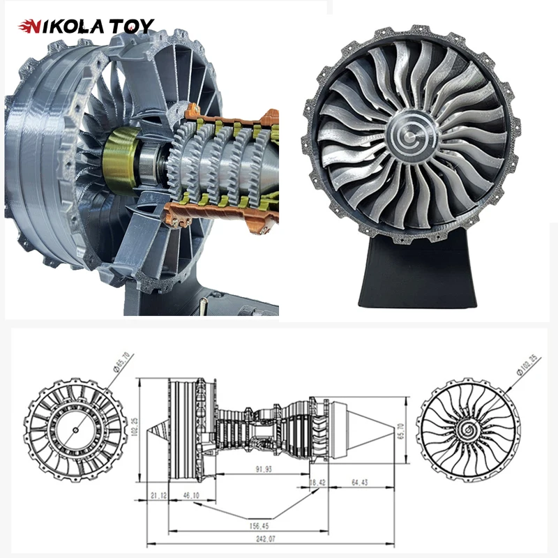 

NIKOLATOY Turbofan Engine Model Creative Desktop Decorative Item Toy Aircraft Engine Model Startup