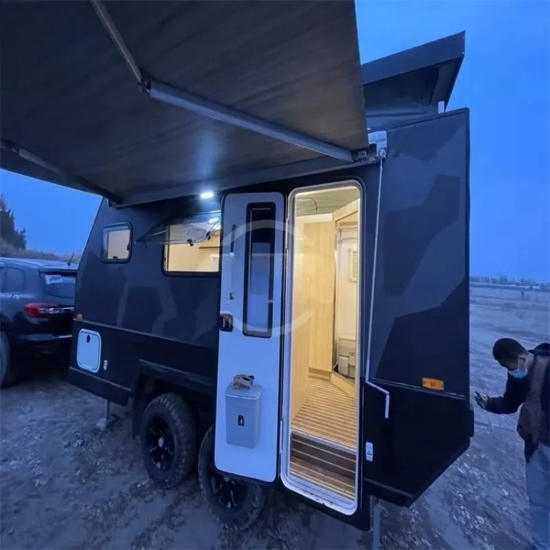 Customized  Cool Small High Quality Lightweight Black Series Camper Trailer for Sale