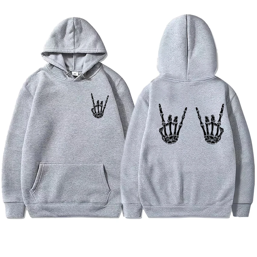 Gothic Halloween Skull Double Sided printed streetwear Hoodie Unisex harajuku punk Sweatshirt  Men women Fleece Casual pullover