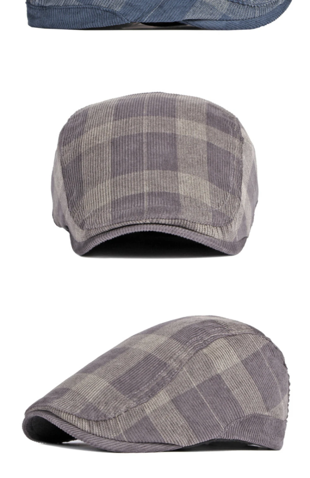 HT4610 Herren- und Damen-Baskenmütze, Vintage-Künstlermütze, karierte Baskenmütze, verstellbare Ivy-Flatcap für Männer und Frauen, Cord-Baskenmütze für Frühling und Herbst – Detail 7