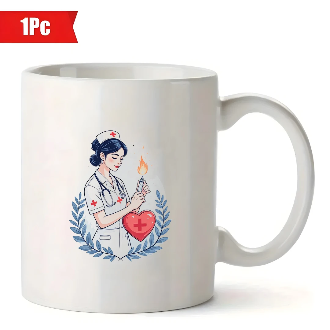 Tasse mit Cartoon-Krankenschwester-Illustration, 11 Unzen Tasse für heiße und kalte Getränke, Weihnachtsgeschenk, Heim- und Bürotasse