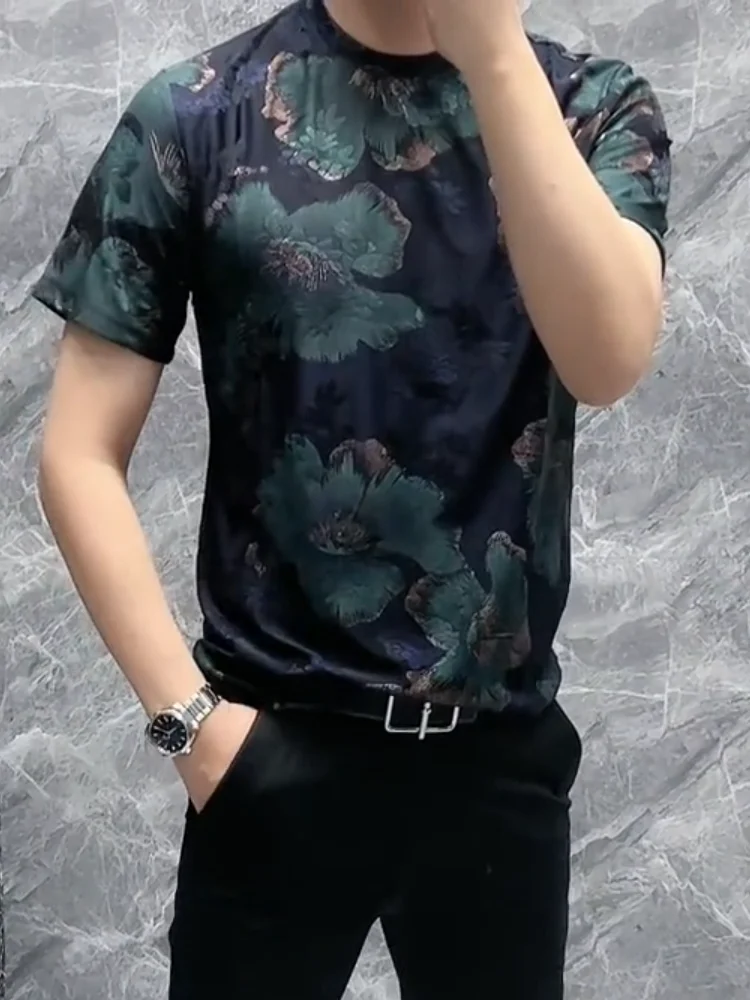 

Модная дышащая мужская футболка с коротким рукавом, премиум-качество, весна-лето, новинка, антибактериальная, стандартный крой, круглый вырез...