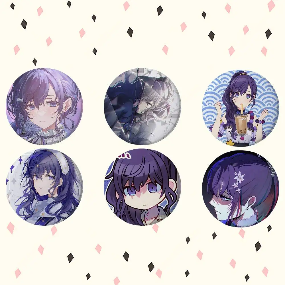 Cute Asahina Mafuyu Premium Tinplate Round Lapel Pins: Cute Badge Brooches For Shoulder Bag Accessories, Souvenir Gifts