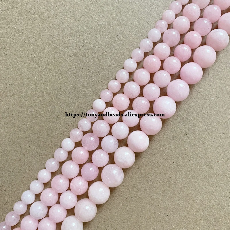 Natural A Quality Rose Quartz Color Jade Stone Round Loose Beads 6 8 10MM Pick Size For Jewelry Making DIY