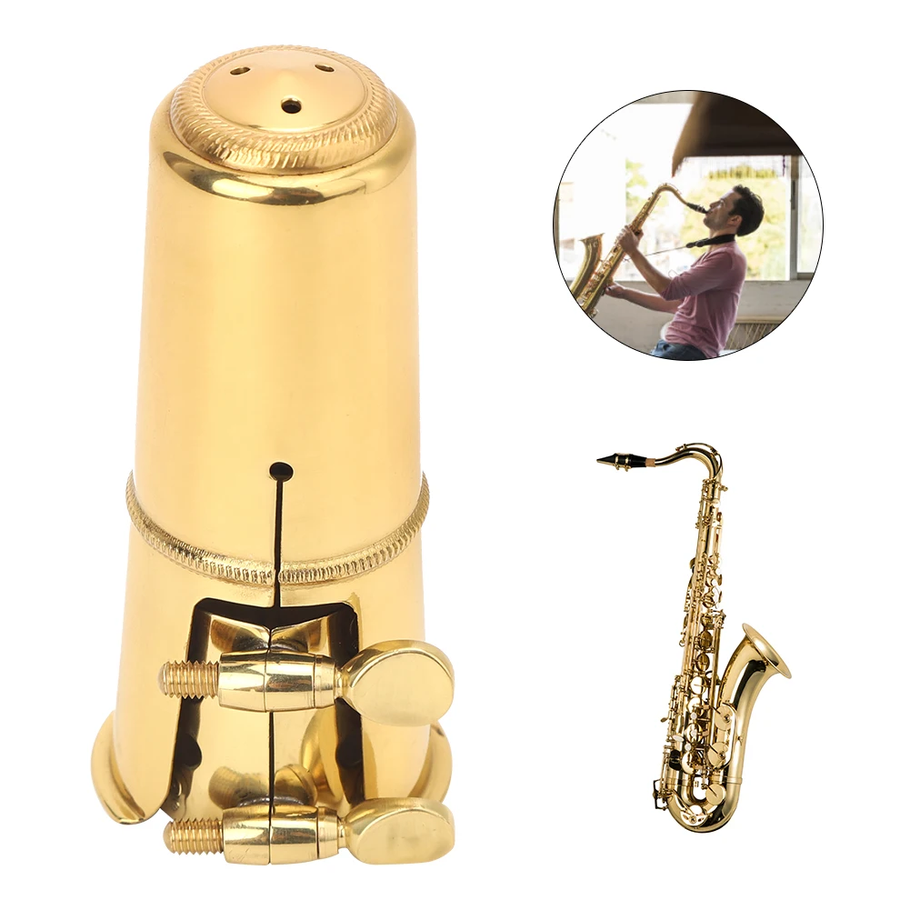 

Tenor Saxophone Mouthpiece Metal Clip Cap Golden Musical Instrument Replacement Kit