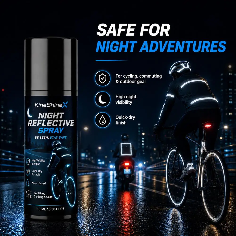 Night Reflective Spray High Visibility Safety Paint for Bikes Clothing Gear Quick Dry Water-Based Night Cycling Accessories