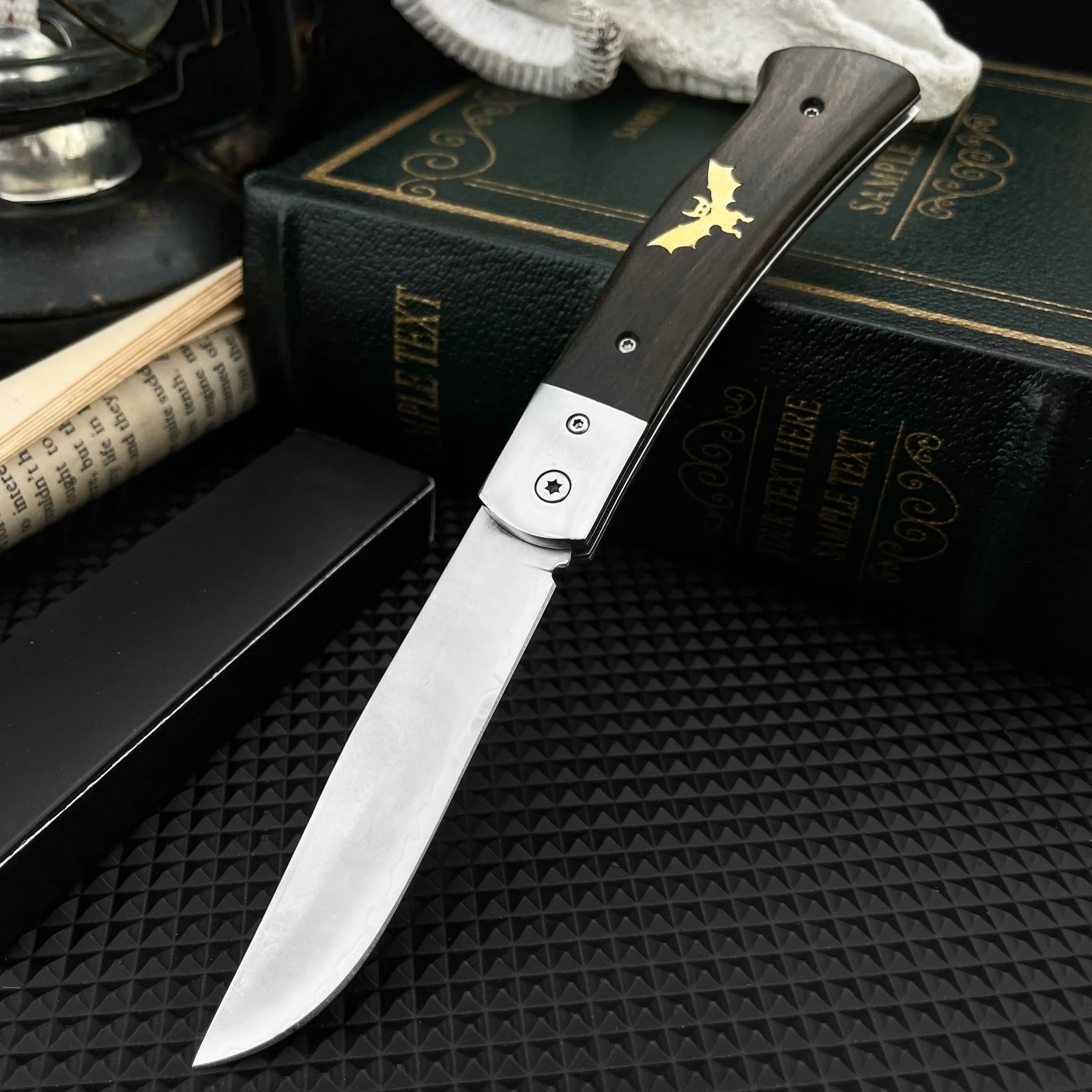 

Portable EDC Folding Knife 5Cr13MoV Steel Blade 420 Steel Frame Ebony Handle Lightweight Outdoor Camping Everyday Fruit Knife