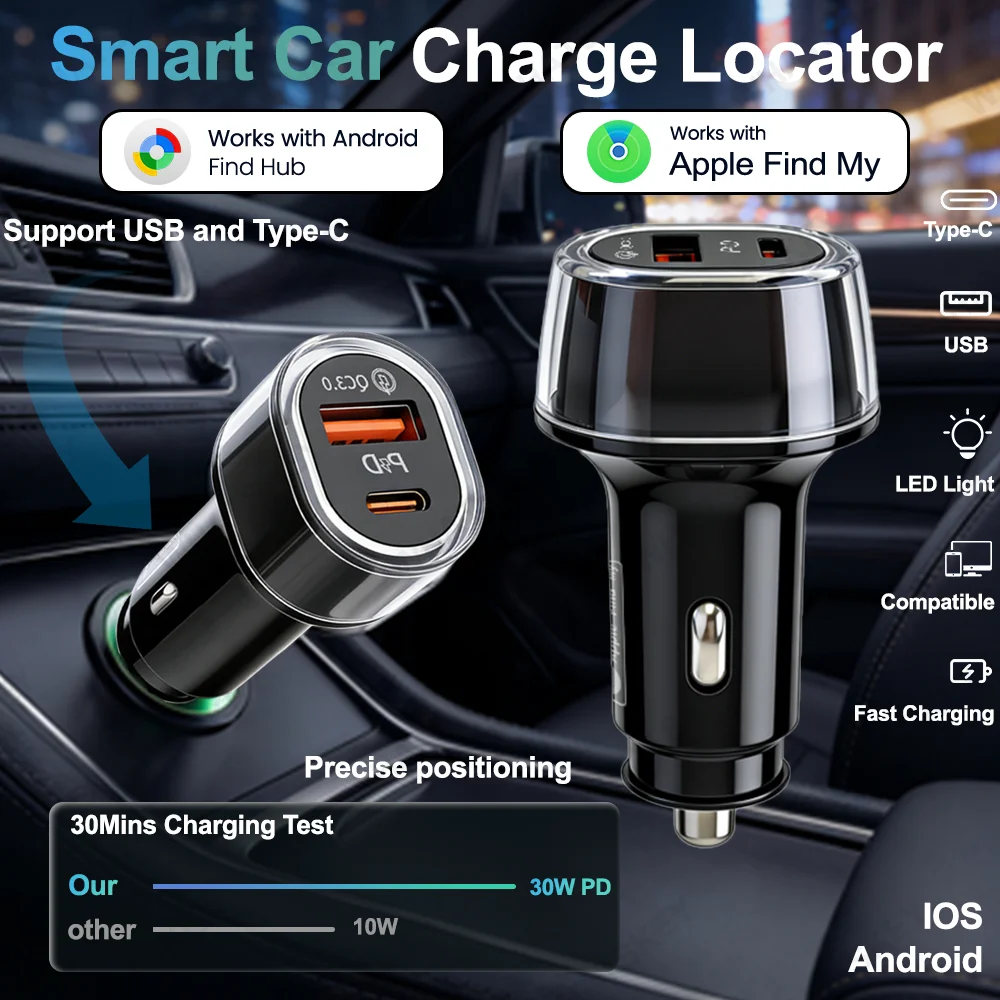 

Автомобильный GPS-трекер OBD для iOS и Android, совместимый с Google Find My для iPhone, совместим со всеми локаторами, устройство для мониторинга и отслеживания транспортных средств, защита от угона.