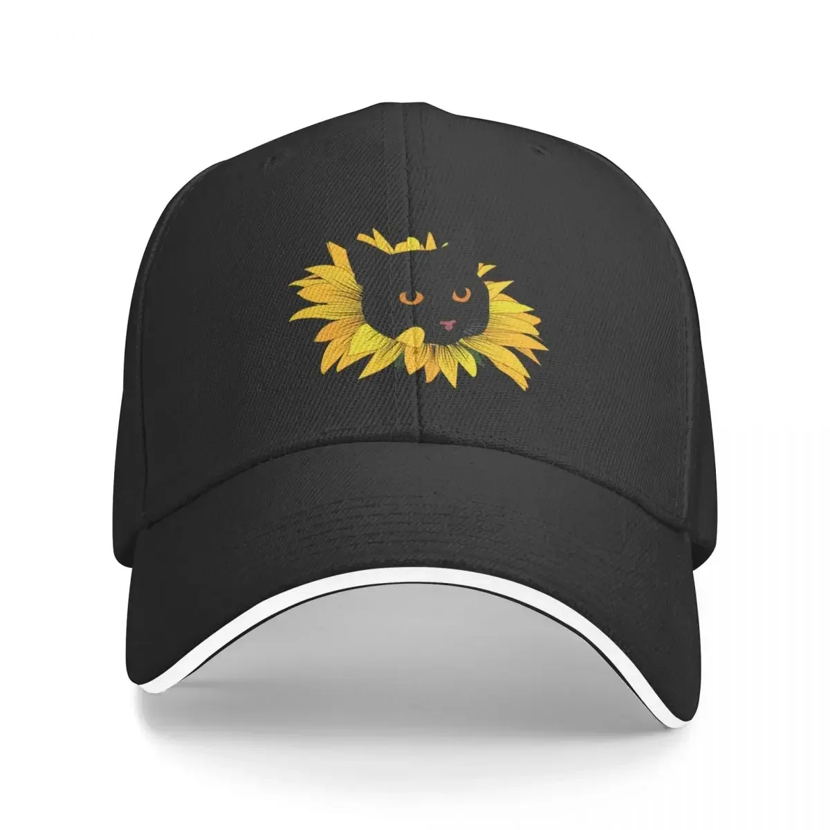 Black Cat Popping Out Of A Sunflower Baseball Cap Snap Back Hat Hat Man For The Sun custom Hat Sports Cap Hats Woman Men's