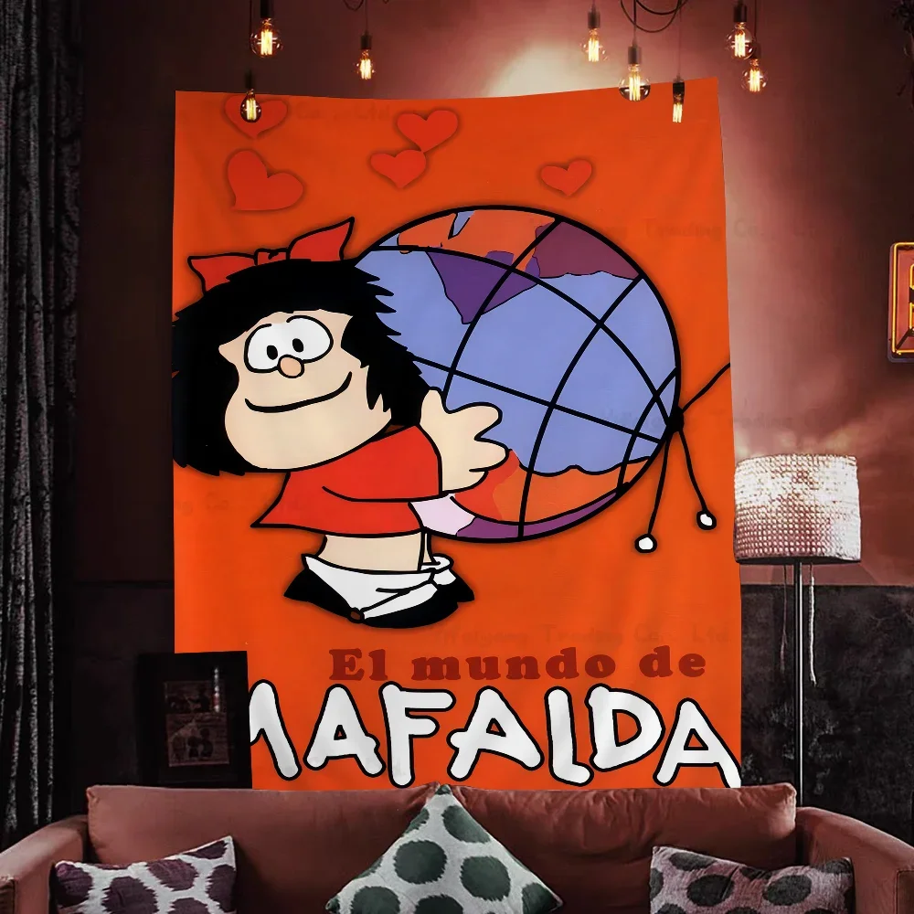 Cute Cartoon Mafalda Hanging Bohemian Tapestry Bohemian Wall Tapestries Mandala Cheap Hippie Wall Hanging