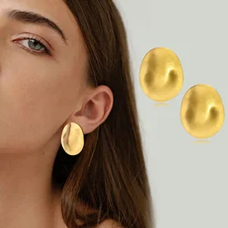 Grande boucle d'oreille mate en acier inoxydable pour femmes, paire de bijoux d'oreilles Chic ovales irrégulières