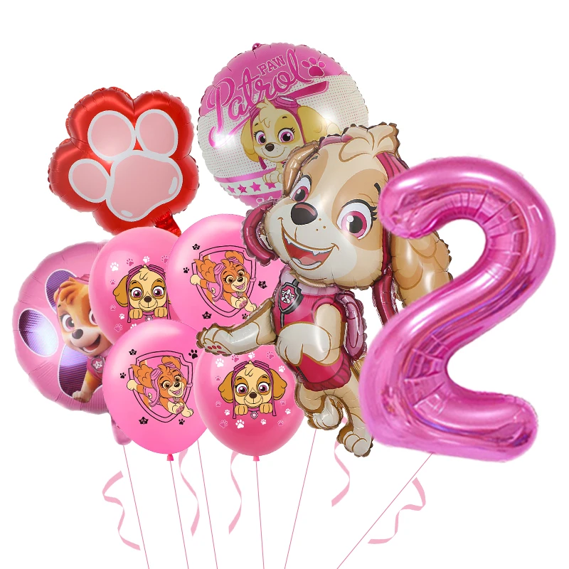 9pcs Cartoon Paw Patrol Themed Party Decoration Supplies Rescue Dog Aluminum Foil Balloon Birthday Gift