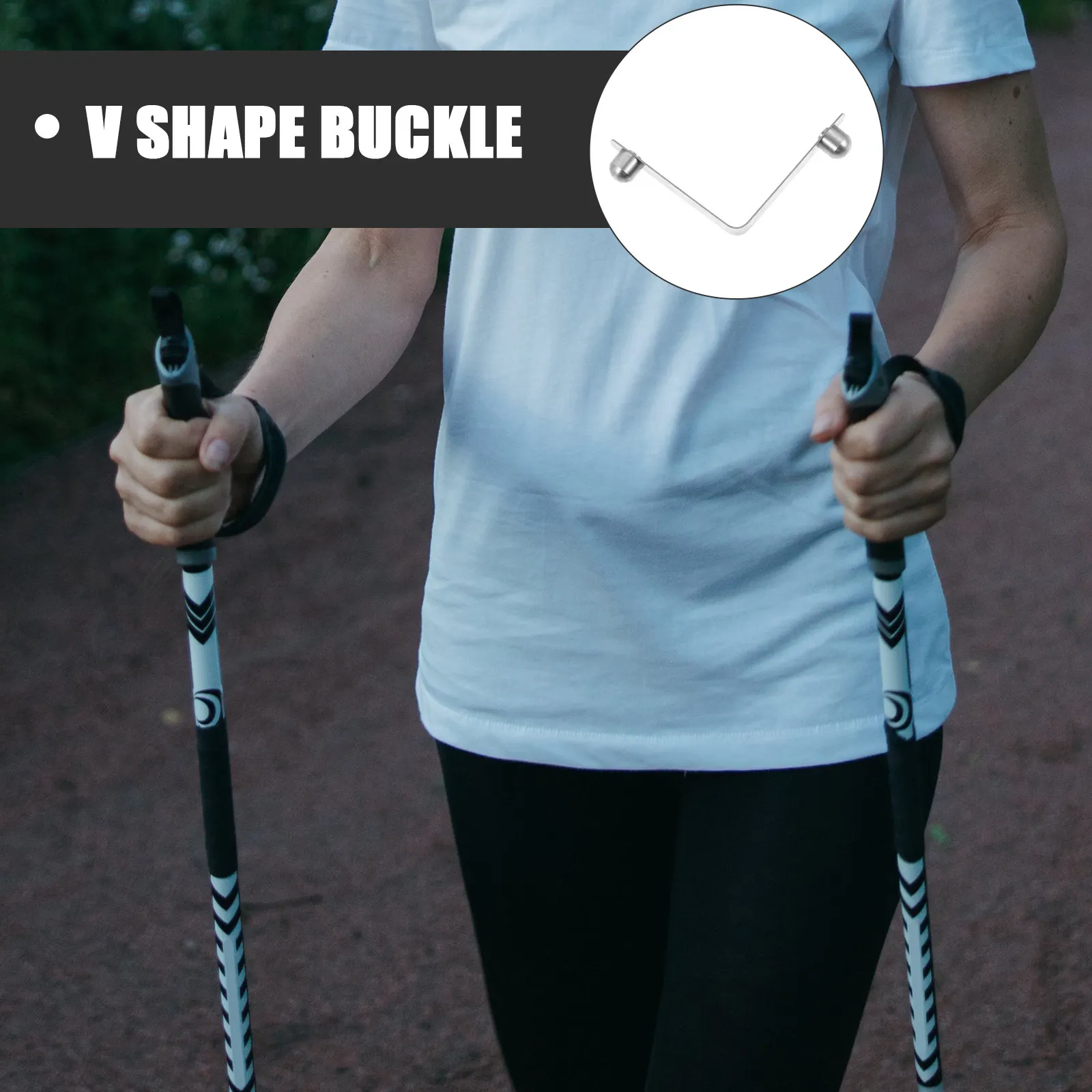 Crutch Spring Shrapnel Buckle V Shape Snap Clip Stable Stainless Steel Walking Stick Accessories Adjustable Height Locking